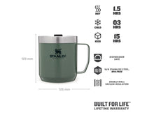 Carica l'immagine nel visualizzatore di Gallery, STANLEY ADVENTURE - CLASSIC LEGENDARY CAMP MUG 12oz /350ml Hammertone Green
