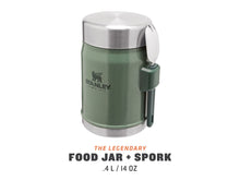 Carica l'immagine nel visualizzatore di Gallery, STANLEY ADVENTURE - CLASSIC LEGENDARY FOOD JAR + SPORK 14oz /400ml Hammertone Green