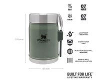 Carica l'immagine nel visualizzatore di Gallery, STANLEY ADVENTURE - CLASSIC LEGENDARY FOOD JAR + SPORK 14oz /400ml Hammertone Green