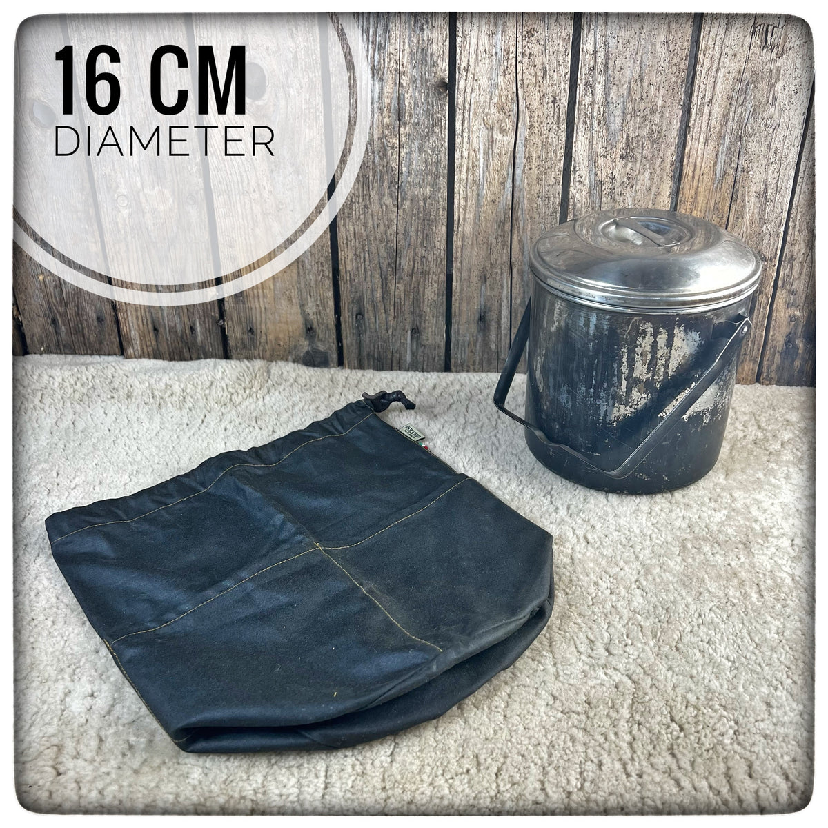 16cm OILSKIN / WAXED CANVAS Bag for Zebra Billy Pot PROMETHEUS Bushcraft Equipment