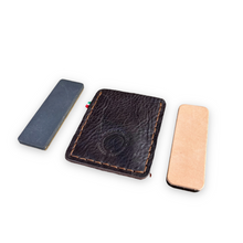 Load image into Gallery viewer, Pocket razor strop and Pouch for DC4 Fällkniven® Sharpening Stone