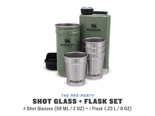 STANLEY ADVENTURE - PRE-PARTY SHOT GLASS + FLASK SET 6 pz Hammertone Green