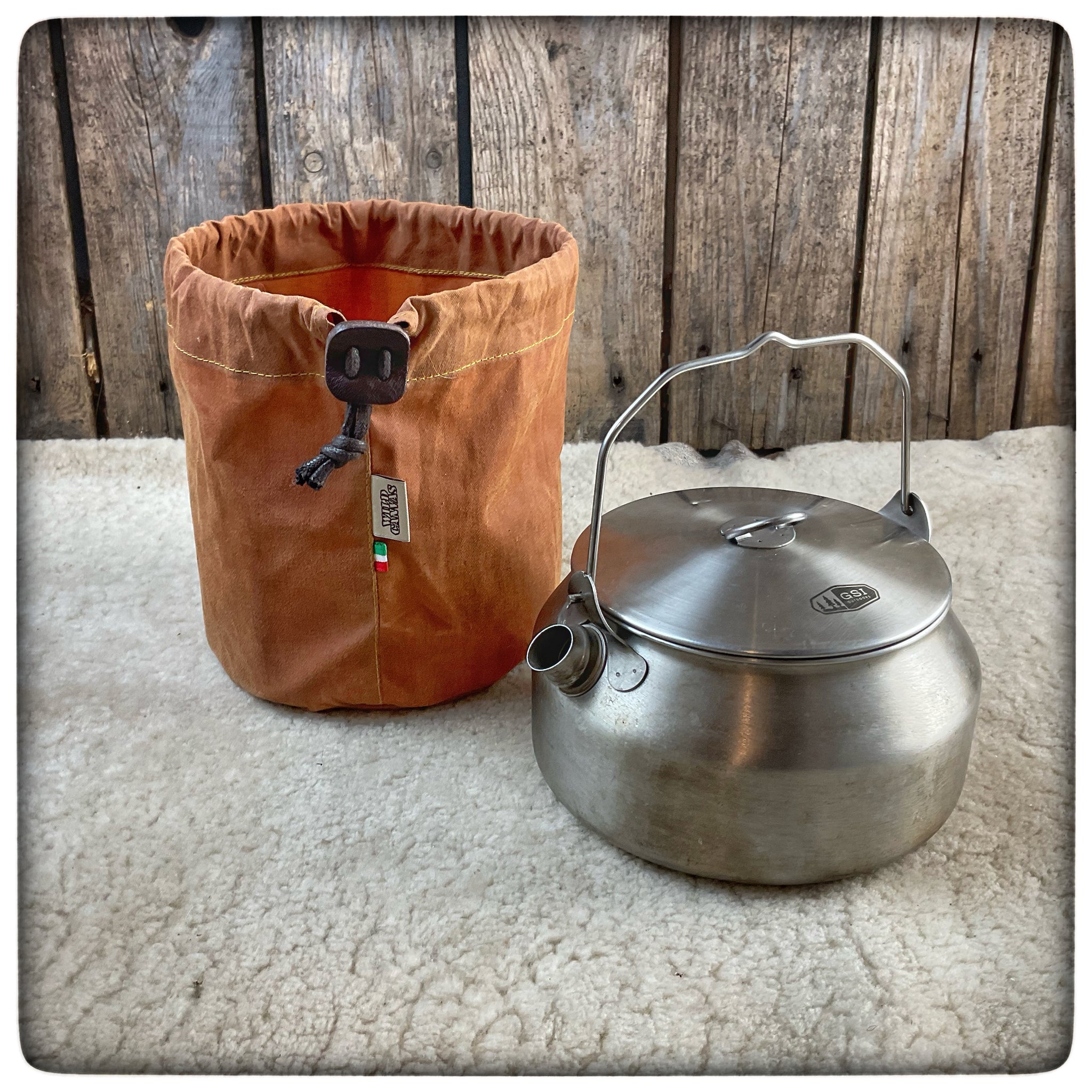 gsi outdoors kettle OILSKIN / WAXED Canvas Bag for GSI Outdoor Glacier Kettle – PROMETHEUS Bushcraft Equipment
