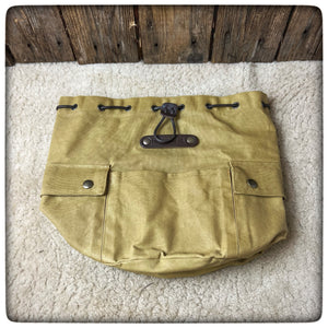 OILSKIN / WAXED CANVAS Pot Bag DeLuxe - Round # 21cm / 8 inches - with pockets