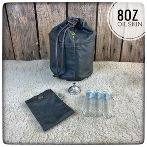 12cm OILSKIN / WAXED CANVAS Bag for Zebra Billy Pot 12cm + SPICE KIT