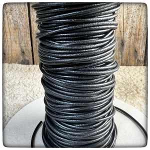 LEATHER CORD - BLACK - ROUND   ( 3mm  - ¹/₈ inches )