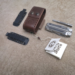LEATHERMAN® MULTITOOL PRO Leather Sheath 4" (Pockets for Bits and Extender ) [ 1 Elastic Bands ]