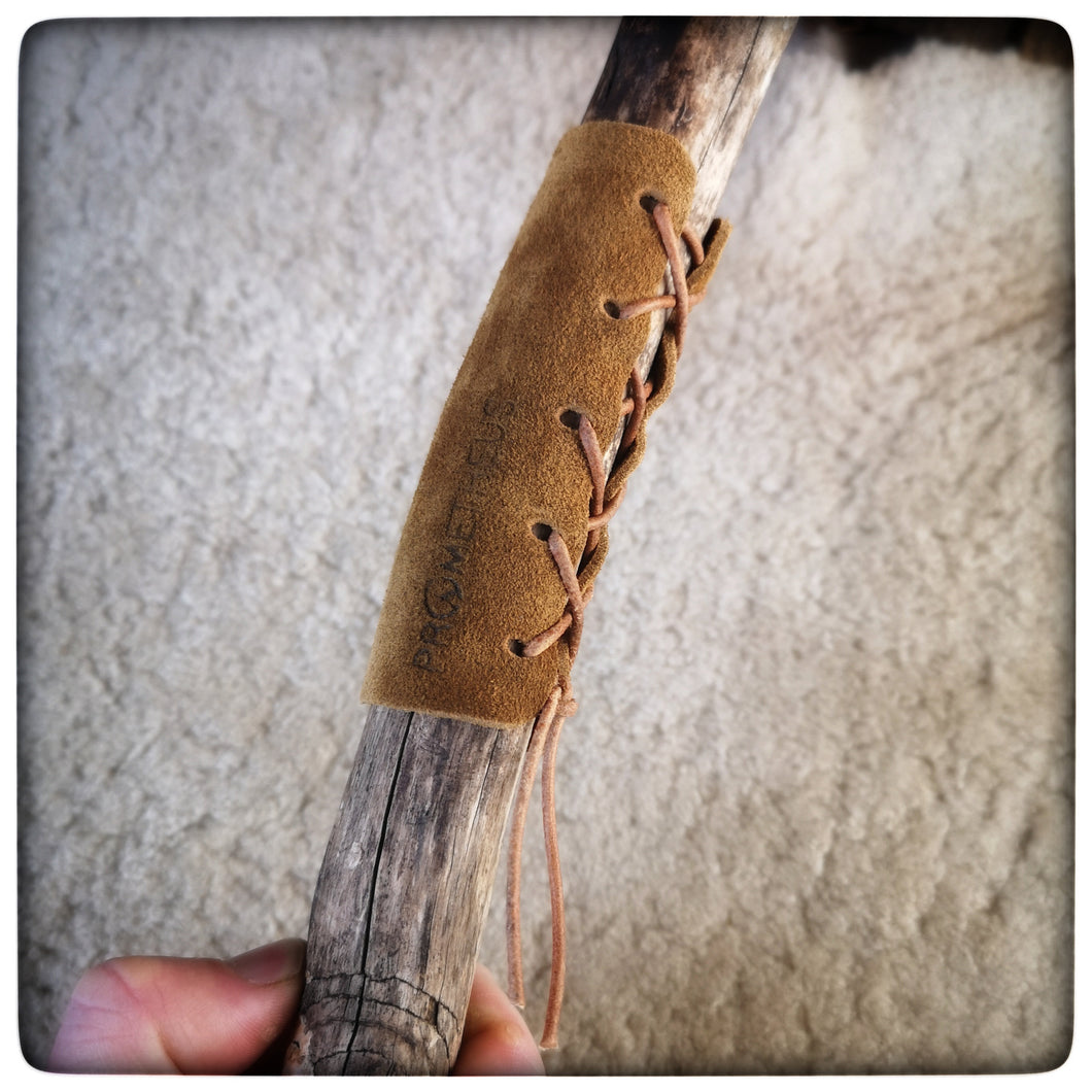 WALKING STICK - LONGBOW -Suede Leather Handle